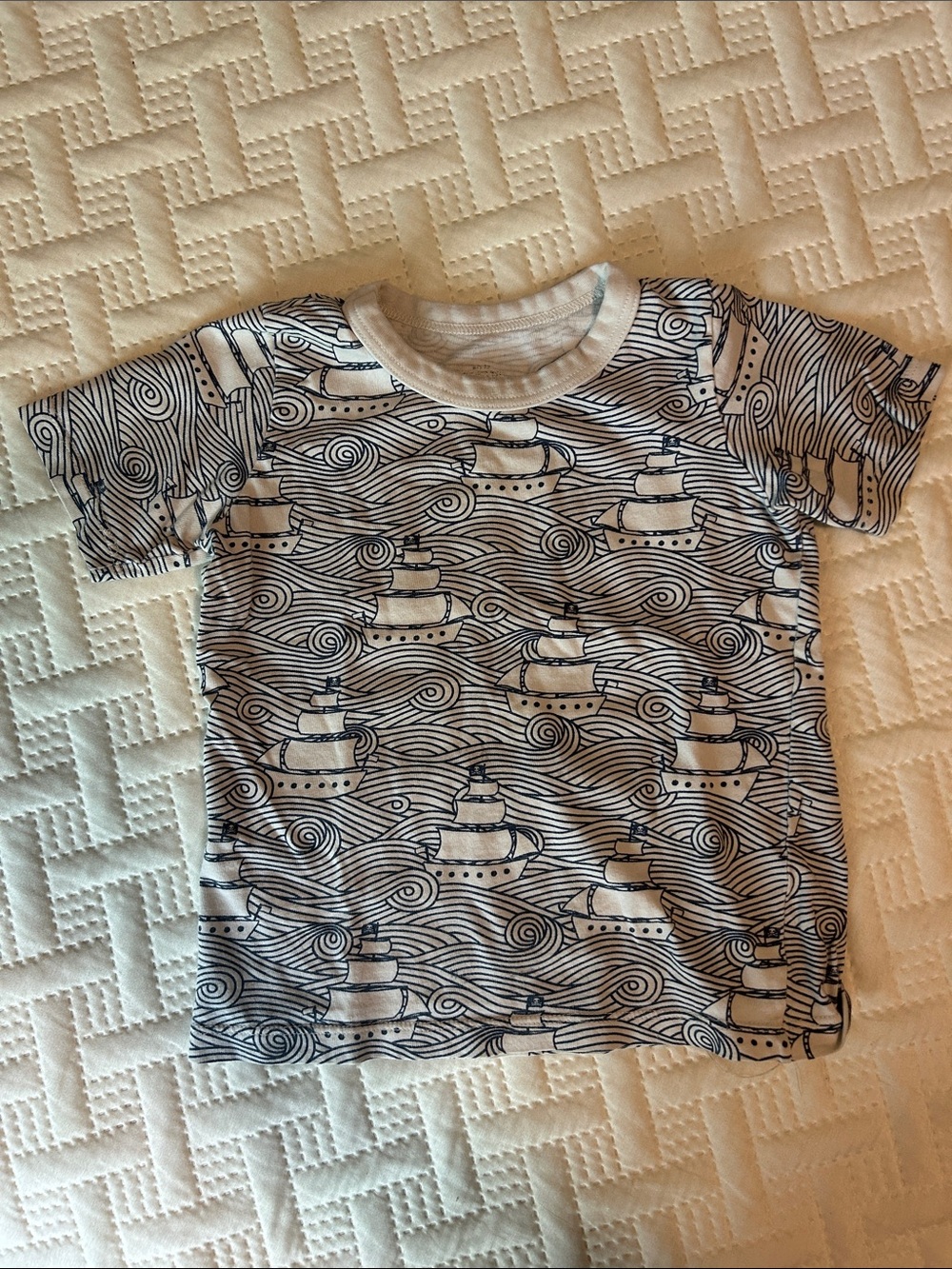 Winter Water Factory High Seas Print T-Shirt - White & Navy